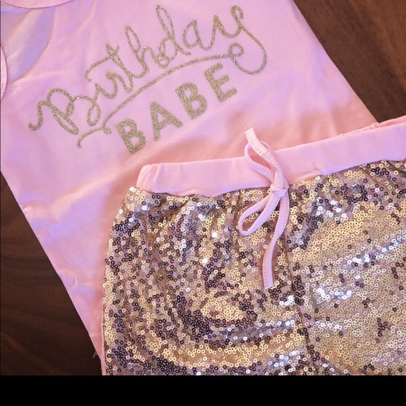 Birthday Babe sequence pink and gold bday outfit - Picture 3 of 4